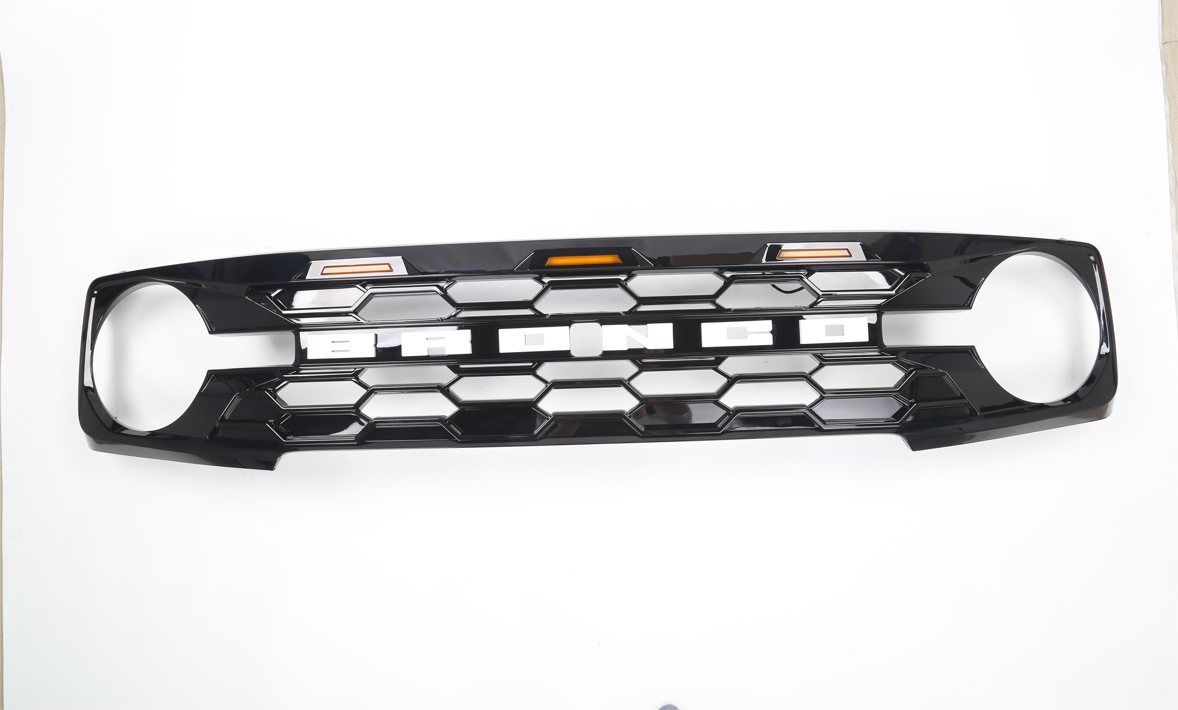 Ford Bronco Custom Grille - Sport Style w/ LED Lights - Matte Black Finish